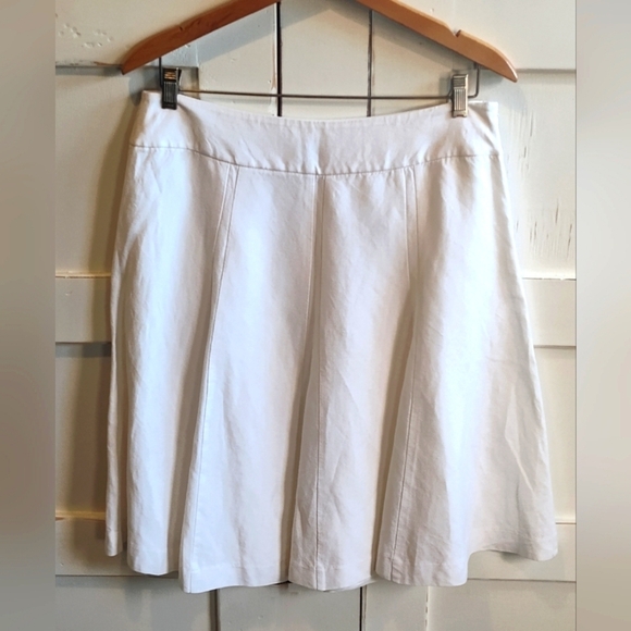Ann Taylor Dresses & Skirts - Ann Taylor Women's Off White Linen Blend A-Line Midi Skirt | Size 6